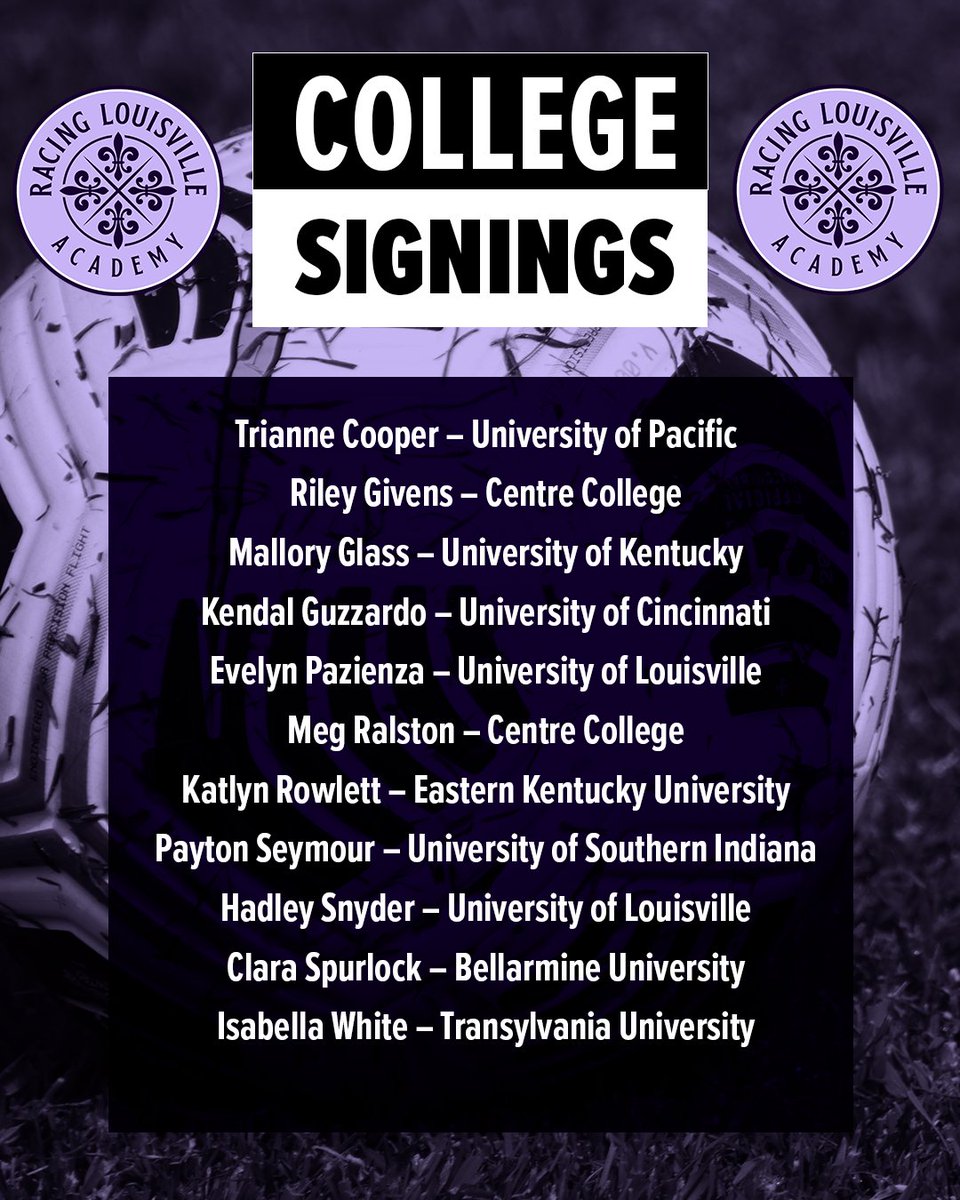 Congrats to the Racing Academy players who have currently signed to play college soccer next fall! 👏

We are excited to add to this list as more Racing Academy players sign in the coming months.