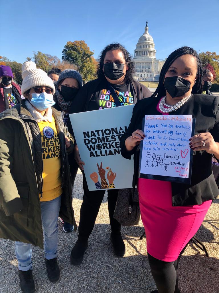 RepNikema's tweet photo. Anyone who has lived what I’ve lived, or seen what I’ve seen knows that #CareIsInfrastructure.
I was proud to stand with my @domesticworkers and @SEIU sisters and brothers in demanding we pass the @POTUS Biden #BuildBackBetter Act NOW. #CareCantWait. https://t.co/9PpFh7gGXm