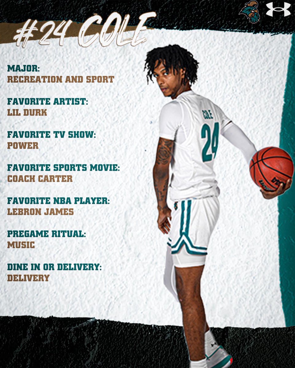 CoastalMBB's tweet photo. PLAYER SPOTLIGHT: Senior Guard, Vince Cole #TealNation https://t.co/m3pOtqj3nv