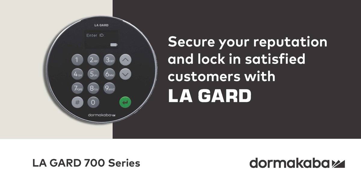 dormakabaAMER's tweet photo. LA GARD has been an industry leader in the safe lock sector for nearly half of a century.

The #LAGARD700 Series is the ultimate in state-of-the-art electronic #safelocks designed to support the ever-changing needs of today’s world. 

Learn more: https://t.co/BsE3DS3gLz https://t.co/m8UGFMJ7Lm