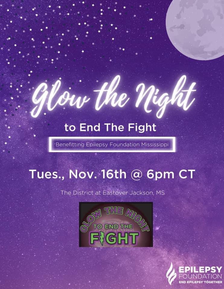 EpilepsyMS's tweet photo. TONIGHT- ✨⚡️✨ Join us for a gathering during National Epilepsy Awareness Month- Glow Up the Night to End The Fight for Tues., Nov. 16 at 6pm. ⭐️ Come have fun with purple glow sticks, a photo booth, and more! 💜Registration info here: https://t.co/6ivOfcqAX1 https://t.co/qHtkqduydy