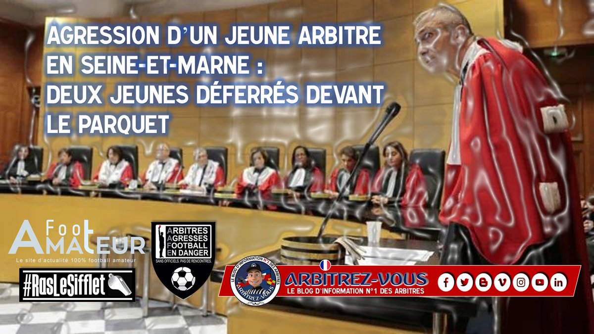 ArbitrezVous's tweet photo. #AlerteAgressionArbitre #RasLeSifflet
AGRESSION D’UN JEUNE ARBITRE EN SEINE-ET-MARNE : DEUX JEUNES DÉFERRÉS DEVANT LE PARQUET... par @footamateur_fr
ℹ https://t.co/HQbc3nojDl
@ArbitresSAFE @UnafArbitres @FFF @LPIFF75 @UnafIdf @BFMTV @BFMParis @vphulpin @M6 @francebleusport https://t.co/kuCMYbIfMu