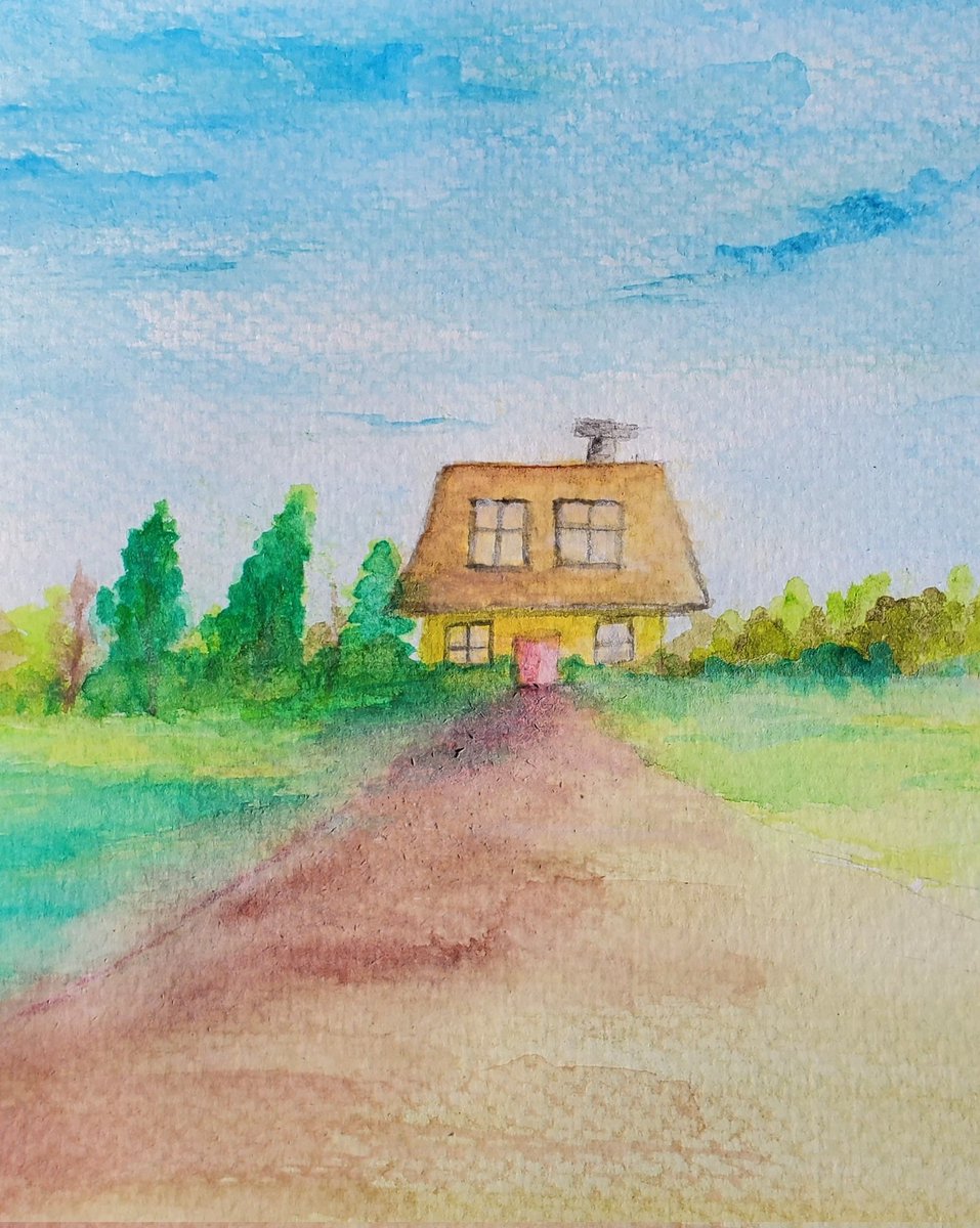 Aterrypaints's tweet photo. Painted with watercolors the other day 
😀
#art #watercolors #watercolors #cute 
#house #landscape https://t.co/HbeC0aqj6s