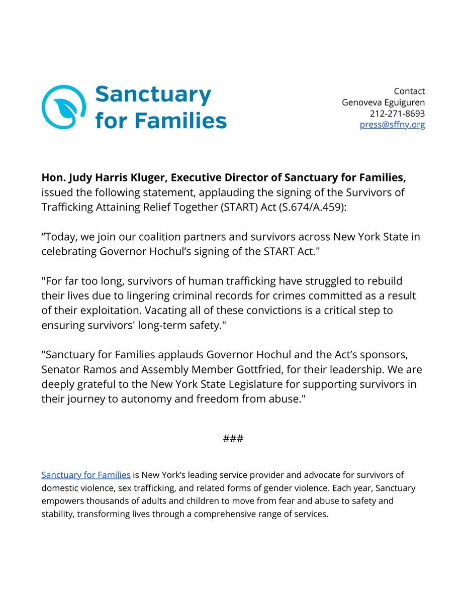 SFFNY's tweet photo. Read our full statement on the #STARTAct 👇 https://t.co/xzNkYNBDfp
