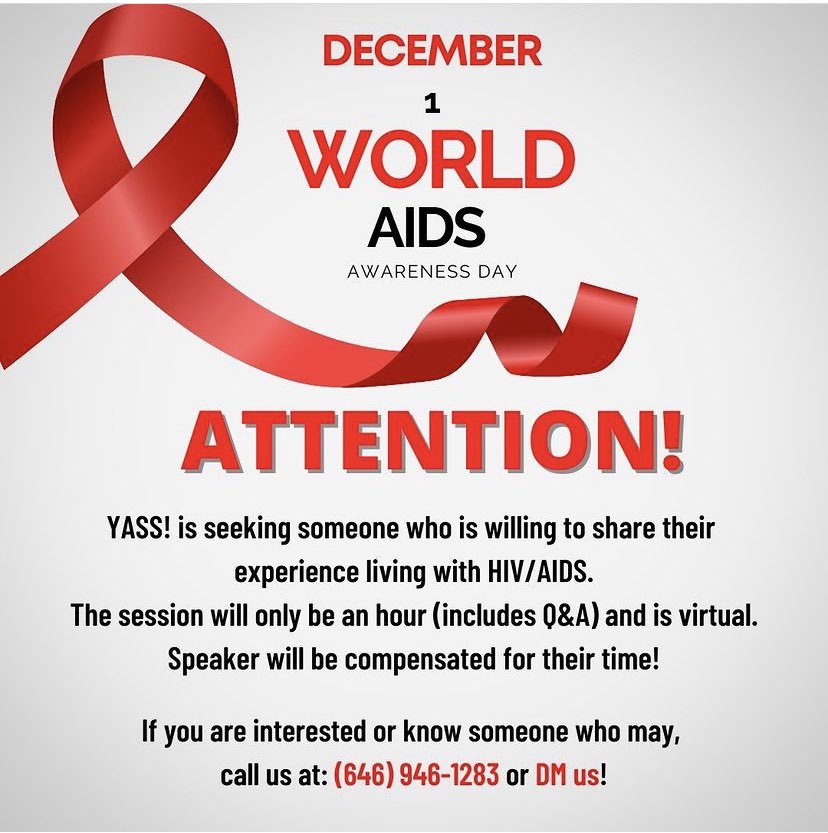 yass_program's tweet photo. YASS is looking for out going individual who is willing to talk to young adults about their experience living with HIV. There is compensation! Please share and post! https://t.co/dFmp62wFVX