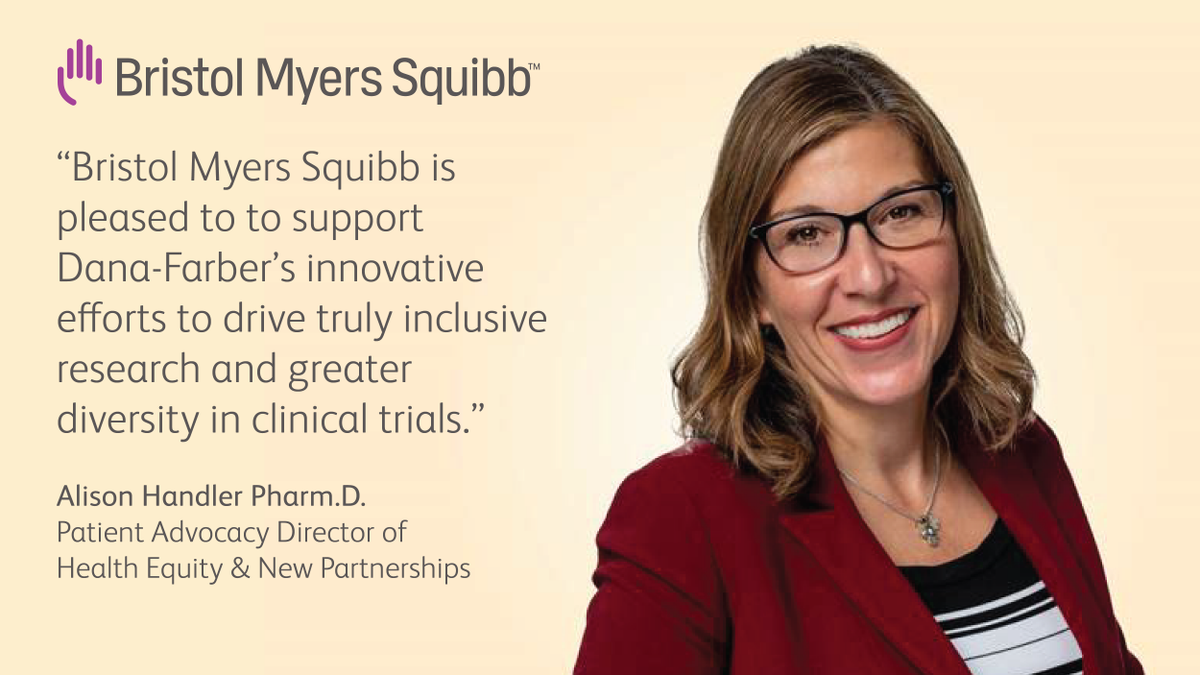 bmsnews's tweet photo. Our own Alison Handler discusses our support of the @DanaFarber Cancer Institute’s project to increase diversity in clinical trials, SURGE. Read more here: https://t.co/804yYeqjEs #BMSHealthEquity #BMSCommits https://t.co/etpdyRal0y