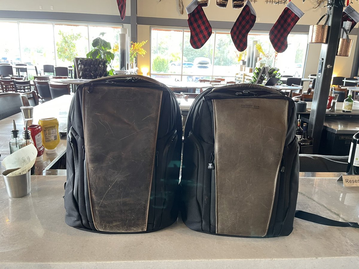 AngryAtlasDev's tweet photo. @SFBags My wife borrowed my backpack on a trip to Napa Valley and demanded one of her own. We’re twinsies! https://t.co/De9G27pVn9