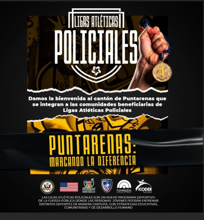 fuerzapublicaCR's tweet photo. Nuestro Programa dirigido a jóvenes ya está en #Puntarenas
¡Marcá la diferencia!
Este miércoles 17 de noviembre
Arrancamos con las #LigasAtléticasPoliciales
Barranca, Puntarenas 
Gimnasio El Coloso
Hora: 13:00 hrs https://t.co/SIWMjSnrse