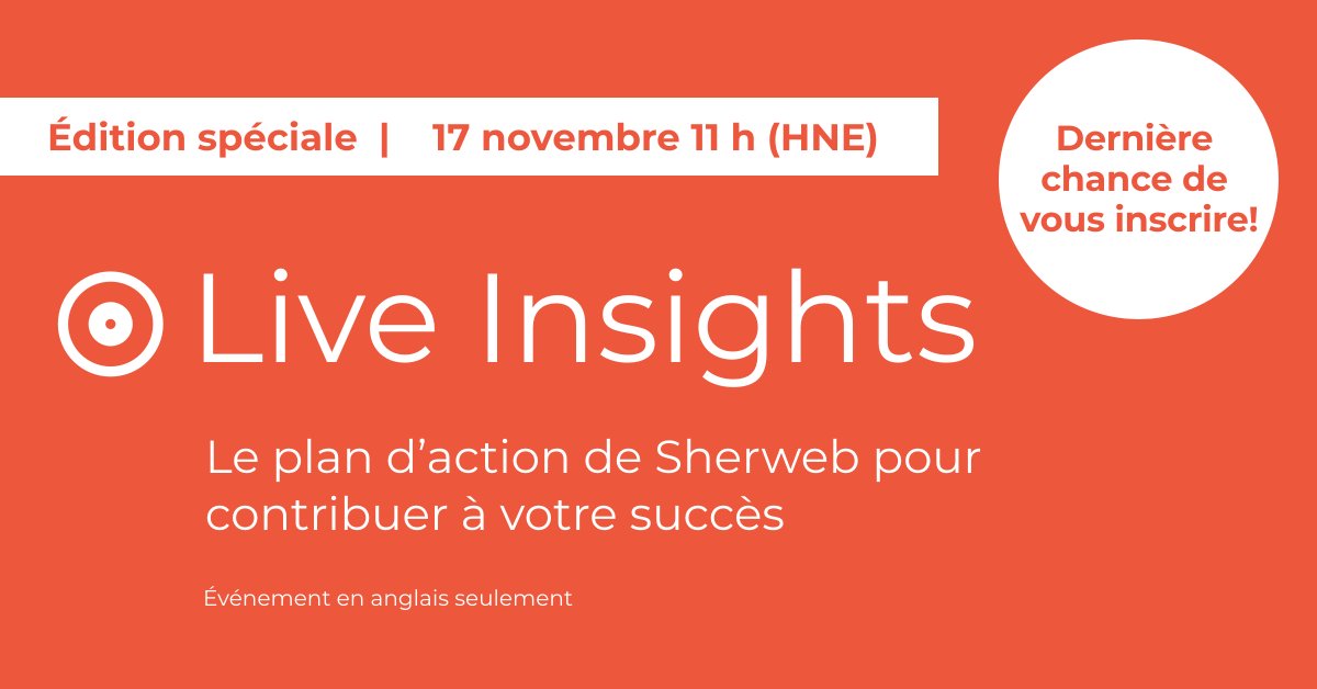SherwebQC's tweet photo. Il ne reste que 24 heures avant l'édition spéciale de Live Insights! 
Vous êtes-vous inscrit? Libérez votre plein potentiel cloud et outillez-vous pour le futur des services gérés: https://t.co/8HChyMP60b https://t.co/UlBmgVIGP0