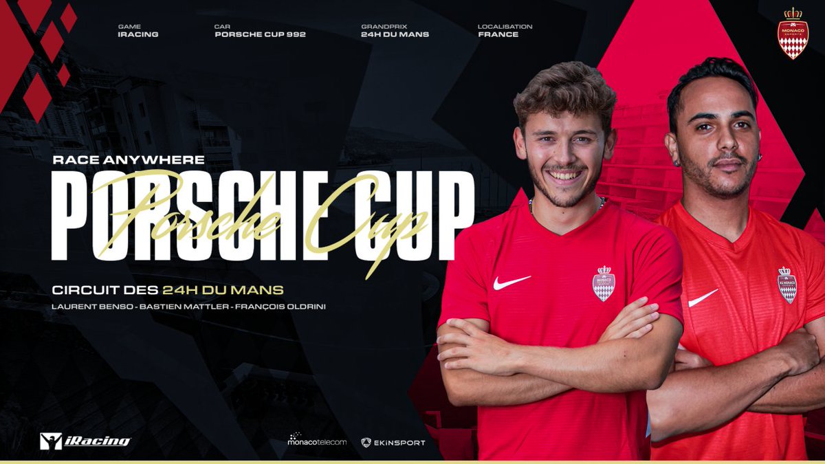 #iRacing | Race Anywhere Porsche Cup 🏆 

Soirée de course pro pour nos pilotes sur le circuit des 24h du Mans ! 

🏎️ Porsche Cup 992
📺 twitch.tv/laurentbenso
🕰️ 21h20

 #DagheMonaco 🇲🇨