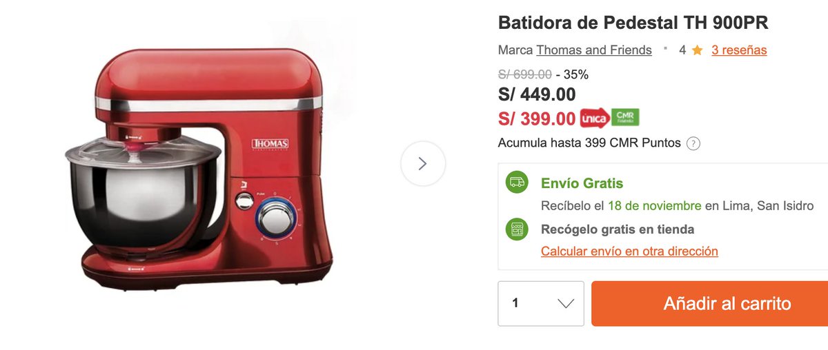 KnastaPeru's tweet photo. #KnastaOfertas #Cyberdays
Batidora de Pedestal Thomas S/ 449.00, pero S/ 399.00 con tarjeta
https://t.co/0gH2chWegw

#CyberDaysPe #CyberDaysPeru https://t.co/Yhsrqn6Rst
