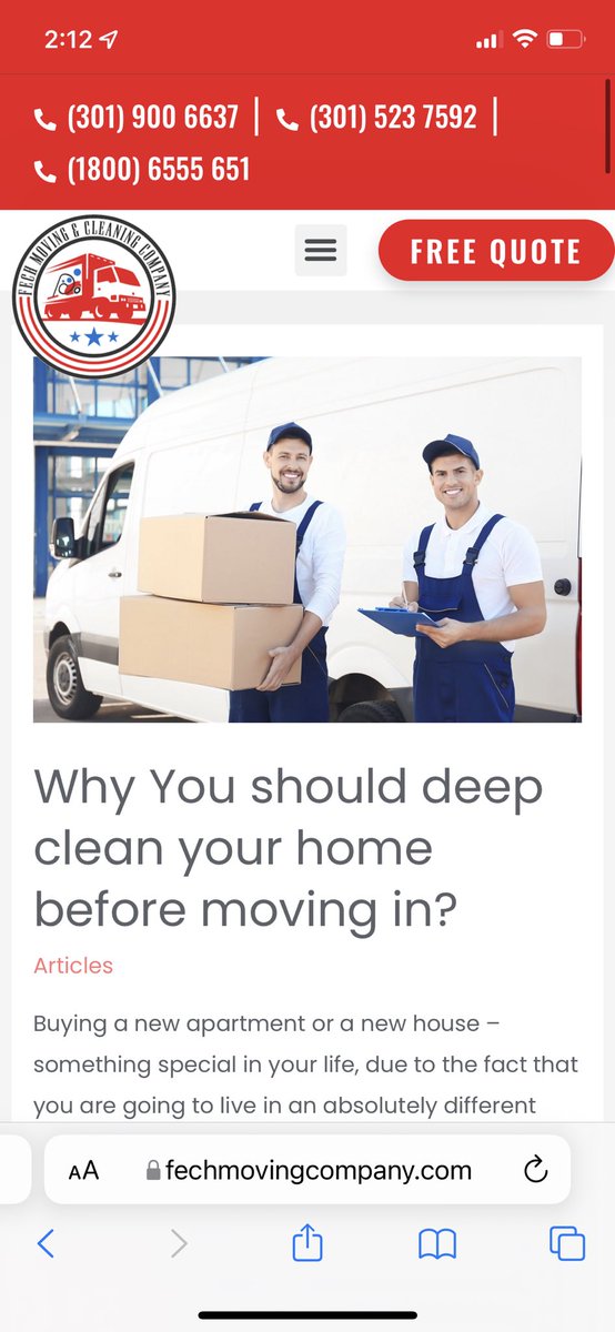 fech_company's tweet photo. Wondering why it’s important to do a deep cleaning before moving into your next home? Visit https://t.co/7u6yVMRztC. Book your next cleaning on us. FREE CONSULTATION #cleaningcompany #movingcompany #dmvrealtors #realstate #DCrealestate #firsthomebuyer #cleaningdc #bozzuto https://t.co/tf0XeL6LoO