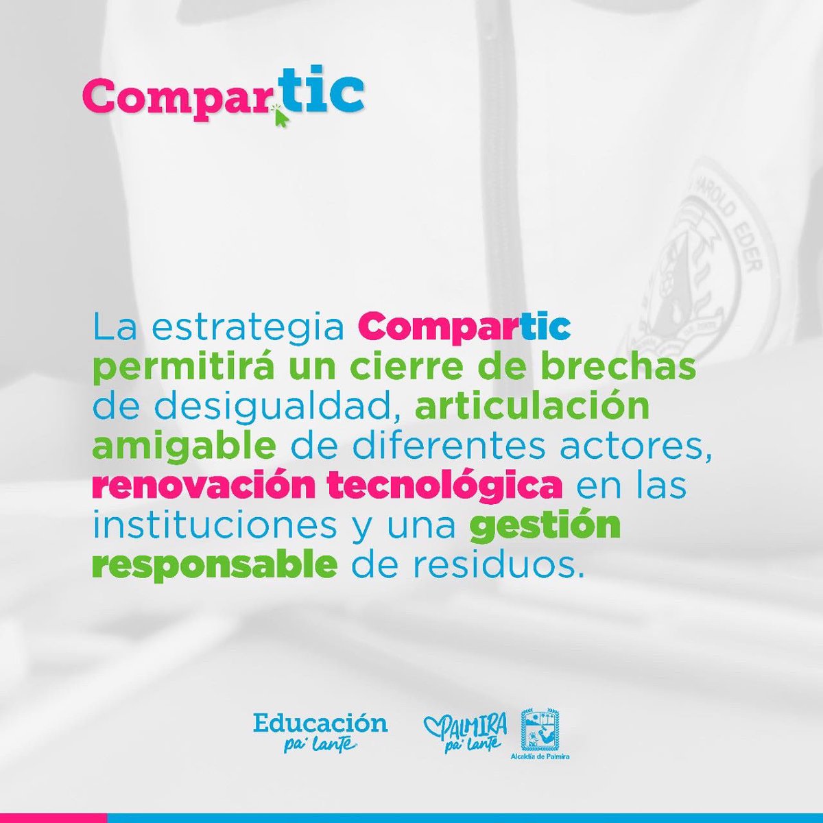 CulturaPalmira's tweet photo. Invitamos a toda la comunidad sumar esfuerzos por la institución educativa Harold Éder, que está participando en el concurso #Compartic, de la Alcaldía de Palmira.🙌
Para dar tu aporte puedes contactarte al número📲 3175507372 o al correo electrónico: ie_haroldeder@hotmail.com https://t.co/STnyNaOOfC