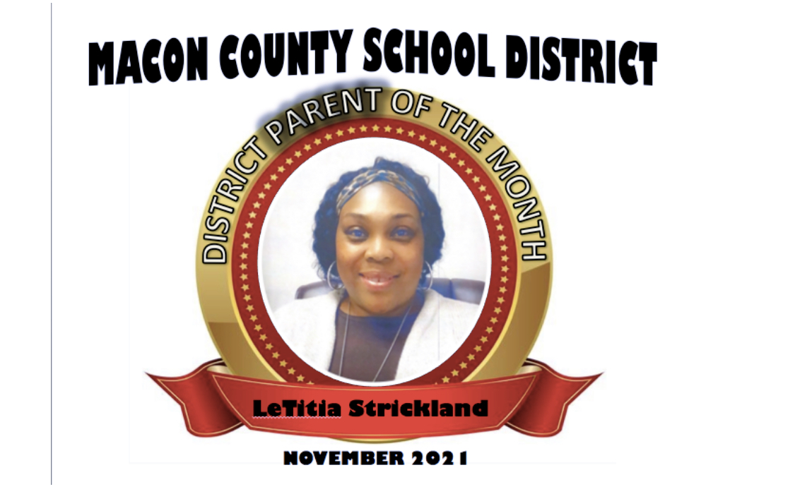 Congratulations to our November Parent of the Month. Any student or staff may  nominate a parent.