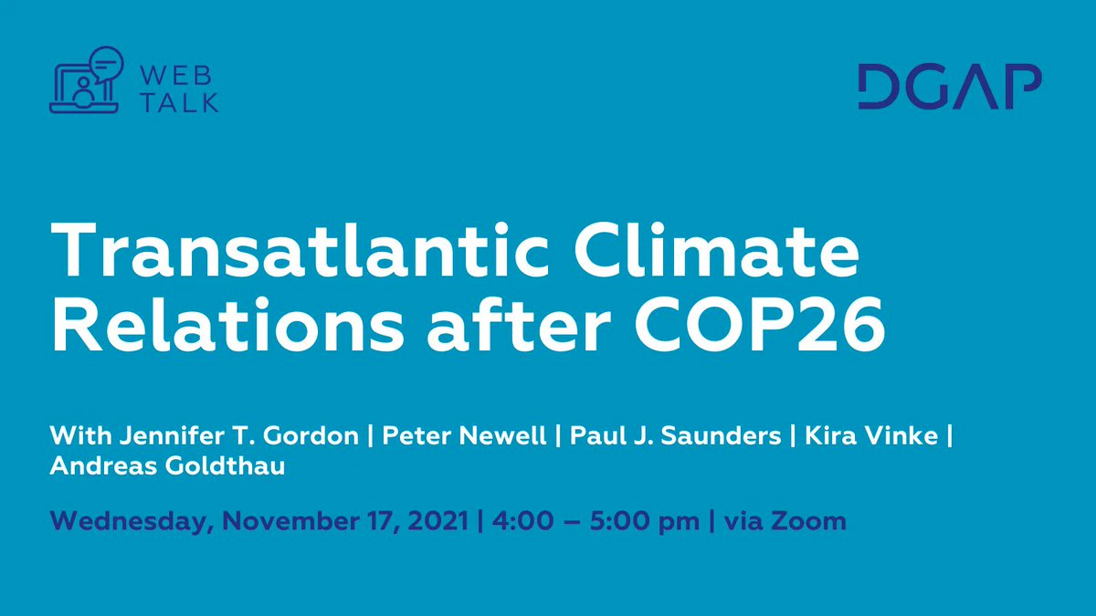 Sign up now 👉 on.dgap.org/3kD3fOe to participate in our joint event with @EIRPenergy tomorrow at 4pm! Our Associate Fellow @goldthau discusses the chances & challenges of 🇪🇺-🇺🇸 cooperation on #climate with @JenniferTGordon, @PeterJNewell_, @1796farewell & @KiraVinke.