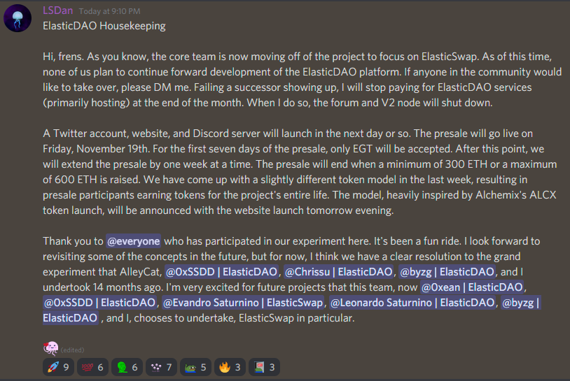 ElasticDAO's tweet image. The transition has begun. Thank you to everyone who has come on this ride with us.
