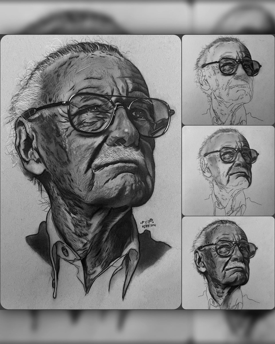 peepeey's tweet photo. My charcoal portrait of the late legend Stan Lee… #Marvel #SpiderManNoWayHome #PYArt … https://t.co/kR1OTc8mjg