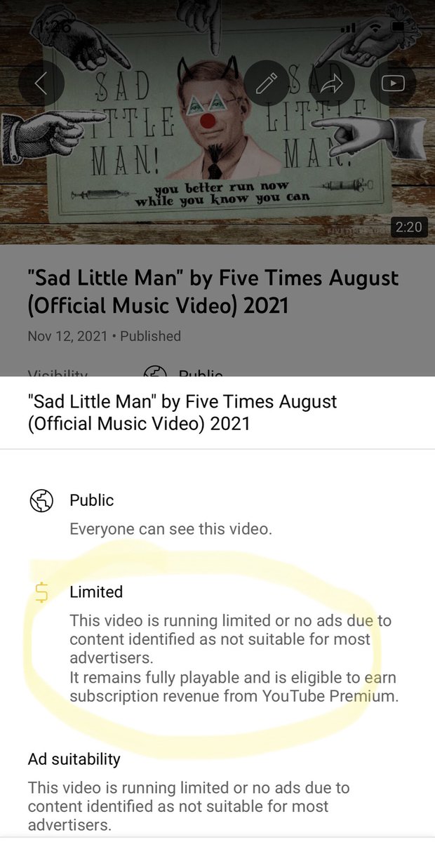 FiveTimesAugust's tweet photo. Oh here we go again @TeamYouTube 🤦‍♂️ You guys are unreal. https://t.co/N1uQthAZC0
