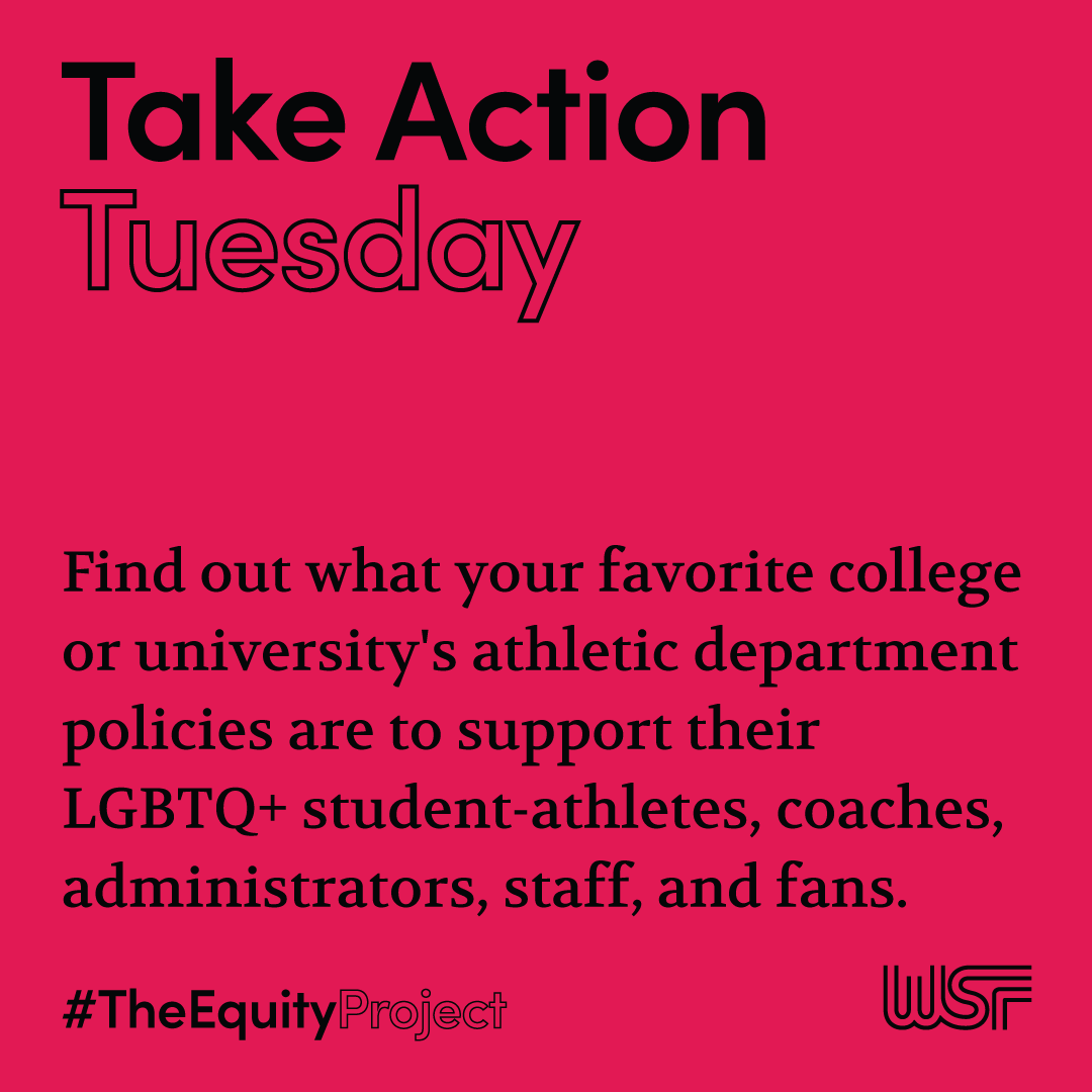 In honor of #TransAwarenessWeek, research your school's athletic department policies on inclusion for their LGBTQ+ stakeholders. You can reach out to the school or use <a href="/AthleteAlly/">Athlete Ally</a>'s Athletic Equality Index to find out what your college's policies are. #TheEquityProject
