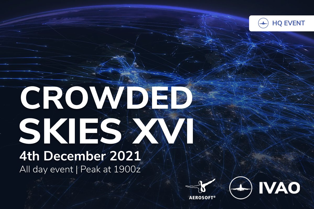 ivaoaero's tweet photo. 📢Our most anticipated event of the year is poppin' once again, celebrating the 16th edition of our Crowded Skies event, with @AerosoftGmbH sponsoring the event by offering 1€ for each simultaneous connection to charity. Read more at https://t.co/dbsXbUSSEs https://t.co/AcILZ0fwIz