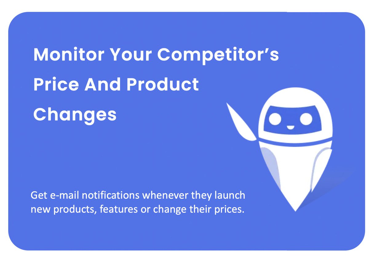 cognifirm's tweet photo. We have launched a new time-saving feature for all marketeers that work with competitor surveillance.

You can now get e-mail notifications whenever your competitors launch new products, features, or change their prices.

Get a forever free account here: 

https://t.co/jeLBMAfyNa https://t.co/qO3Rwmnkvd