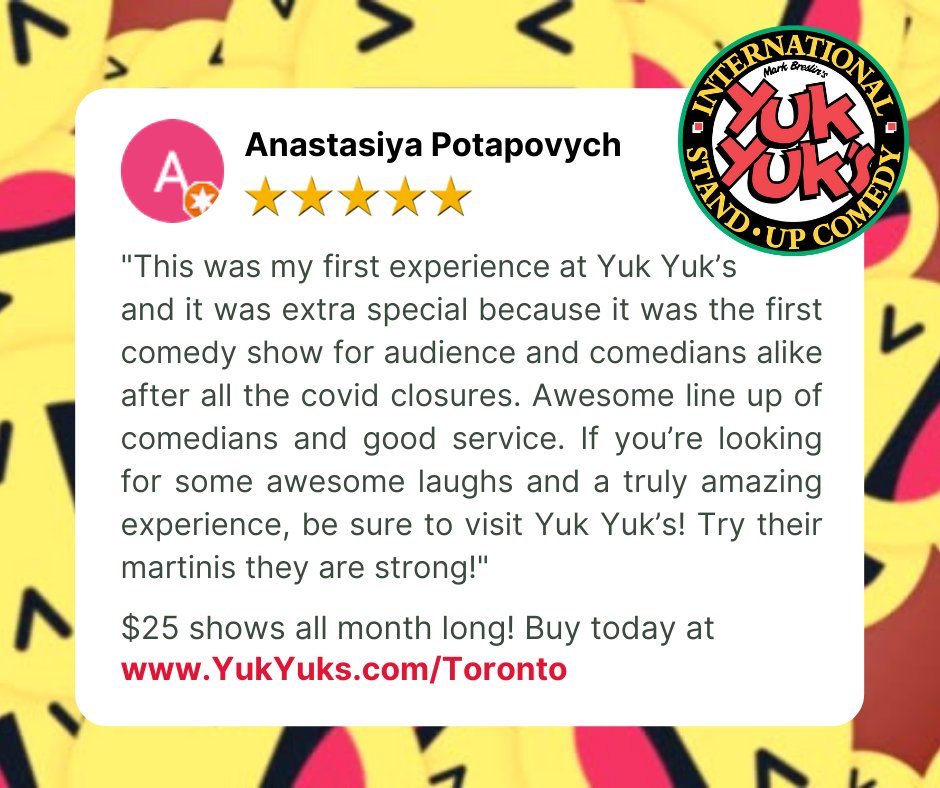 We're back &amp; better than ever! Buy your tickets today - shows sell out every weekend. Only $25/person. View the line-up at YukYuks.com/Toronto.

#Toronto #TorontoComedy #The6ix #YukYuks #Comedy