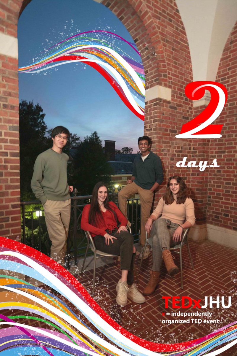 2 days left!! Come to Shriver Hall this Thursday (11/18) at 7pm to hear our student speakers! 

Register on campugroups at jhu.campusgroups.com/TEDxJHU/rsvp_b… to attend!