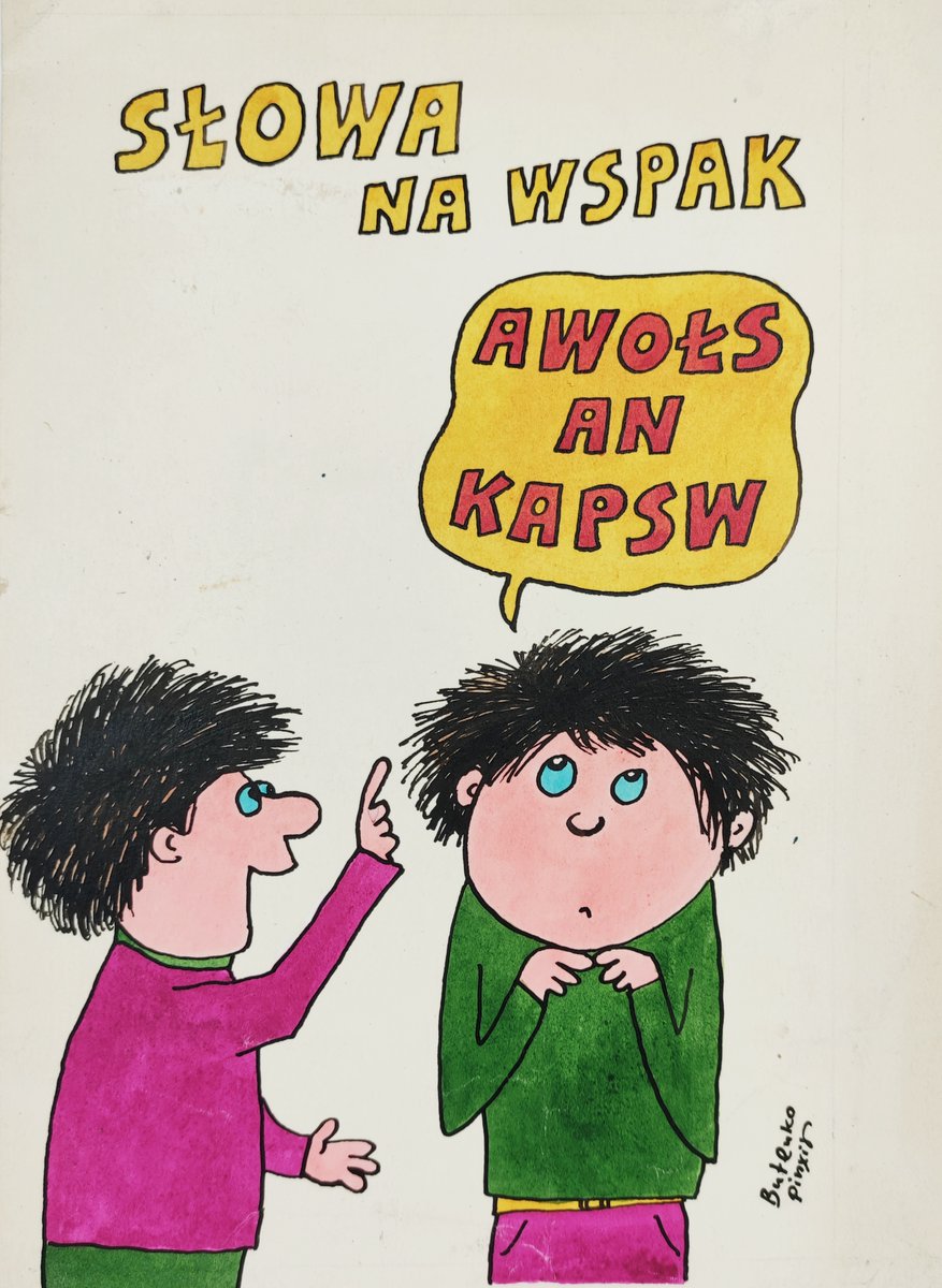 Atticus_pl's tweet photo. Polish draftsman, illustrator and graphic artist, author of comics and books, screenwriter, Bohdan Butenko (1931-2019), drawing "Words backwards" from the 1980s. 
https://t.co/e1qTjIbbS8
#books #gallery #illustation #childrenbooks #polishart #Butenko #bookstagram #drawing https://t.co/Oc5h5Vag0B
