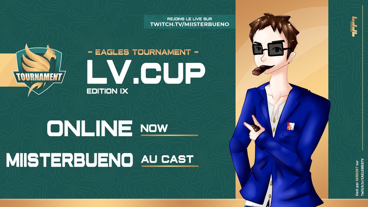 [#LVCupEagles] 🏎️

Allez! On est parti! Sortez les drapeaux et le pop-corn ! 🏁🍿

@Bueno91150 va avoir l'honneur de lancer le top départ :

🎥 twitch.tv/miisterbueno 

Bon courage à tous les participants ! 💪