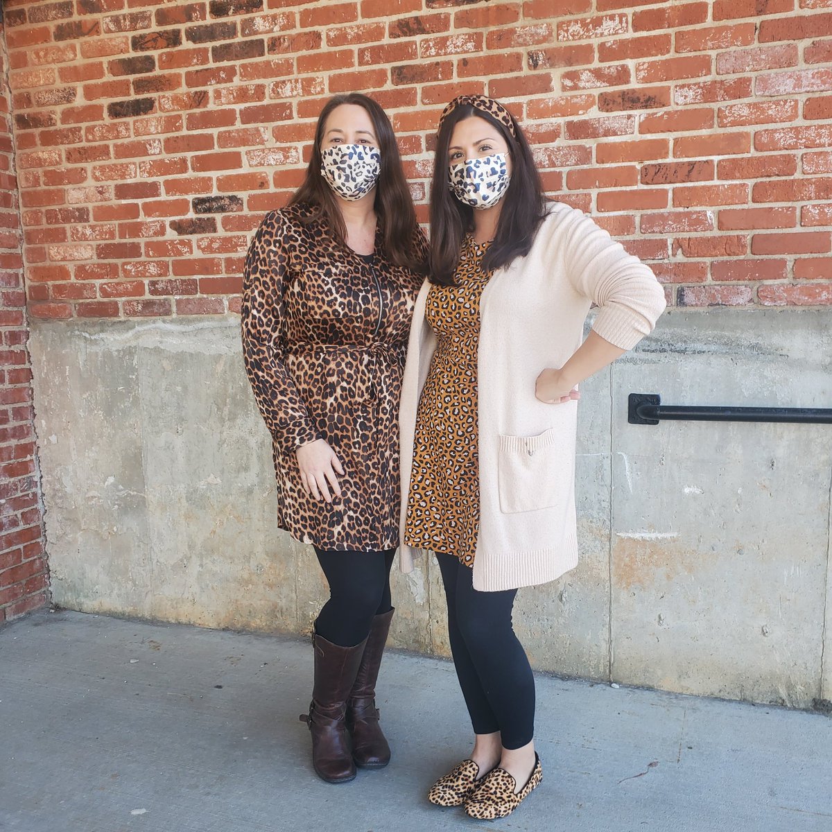 HHuckstepPHS's tweet photo. The Heathers celebrating Launch leopard Tuesdays.  It may only be us celebrating, but it was fun to match today! Who doesn't want to wear leopard every day.  @fueledbylaunch https://t.co/8mY3L9n1NV