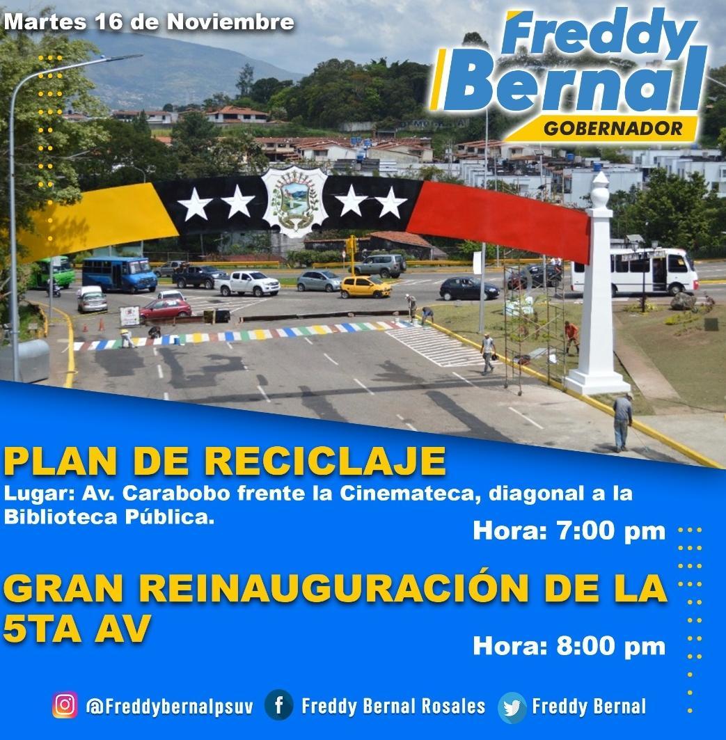 Martes #16Nov es la cita a partir de las 8:00pm, Inauguración de la 5Ta Avenida, vamos juntos a gobernar con <a href="/FreddyBernal/">Freddy Bernal</a> por el Táchira que todos soñamos.

<a href="/TachiraNoticias/">Táchira Noticias</a> <a href="/arguelloyepfri/">Yepfri Arguello</a> <a href="/BermudezJoseA/">Bermúdez José</a> <a href="/Rodgzjeffrey/">Jeffrey Rodríguez</a> <a href="/Silfredo_SC/">Silfredo Zambrano</a>
#SoyComunicadorClap
