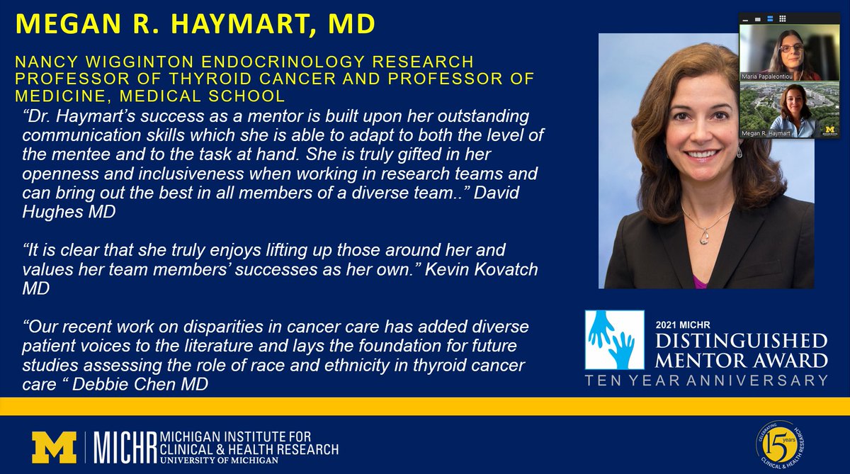 Maria Papaleontiou, MD (@mariapapaleont1) on Twitter photo I am so fortunate to have an all-around wonderful mentor, sponsor and advocate in Dr. Megan Haymart who was honored this week with the 2021 MICHR Distinguished Mentor Award #proudnominator <a href="/ThyCare/">ThyCARE-Thyroid and Thyroid CAncer REsearch</a> <a href="/UM_MICHR/">MICHR</a> <a href="/UM_IHPI/">U-M IHPI</a> <a href="/UMRogelCancer/">U-M Rogel Cancer Center</a> <a href="/EndocrinologyM/">U-M Endocrinology</a> <a href="/AmThyroidAssn/">American Thyroid Association</a> <a href="/TheEndoSociety/">Endocrine Society</a> I am so fortunate to have an all-around wonderful mentor, sponsor and advocate in Dr. Megan Haymart who was honored this week with the 2021 MICHR Distinguished Mentor Award #proudnominator <a href="/ThyCare/">ThyCARE-Thyroid and Thyroid CAncer REsearch</a> <a href="/UM_MICHR/">MICHR</a> <a href="/UM_IHPI/">U-M IHPI</a> <a href="/UMRogelCancer/">U-M Rogel Cancer Center</a> <a href="/EndocrinologyM/">U-M Endocrinology</a> <a href="/AmThyroidAssn/">American Thyroid Association</a> <a href="/TheEndoSociety/">Endocrine Society</a>