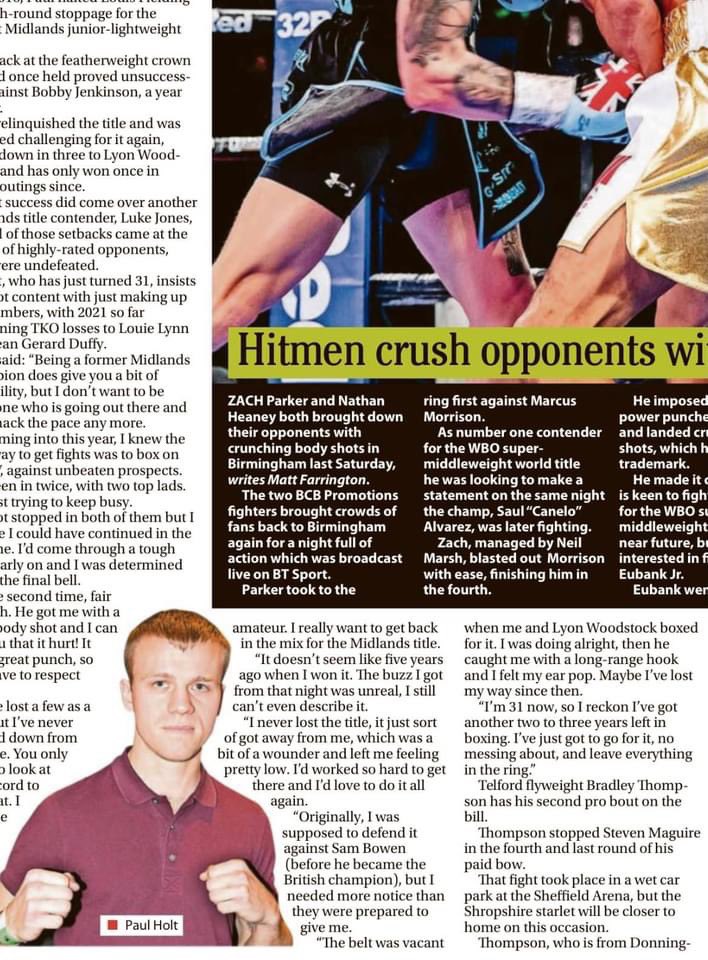nechellsabc's tweet photo. A nice little write up in the Sunday Mercury about Paul Holt… 🥊💚 https://t.co/VfHdSSOUdx
