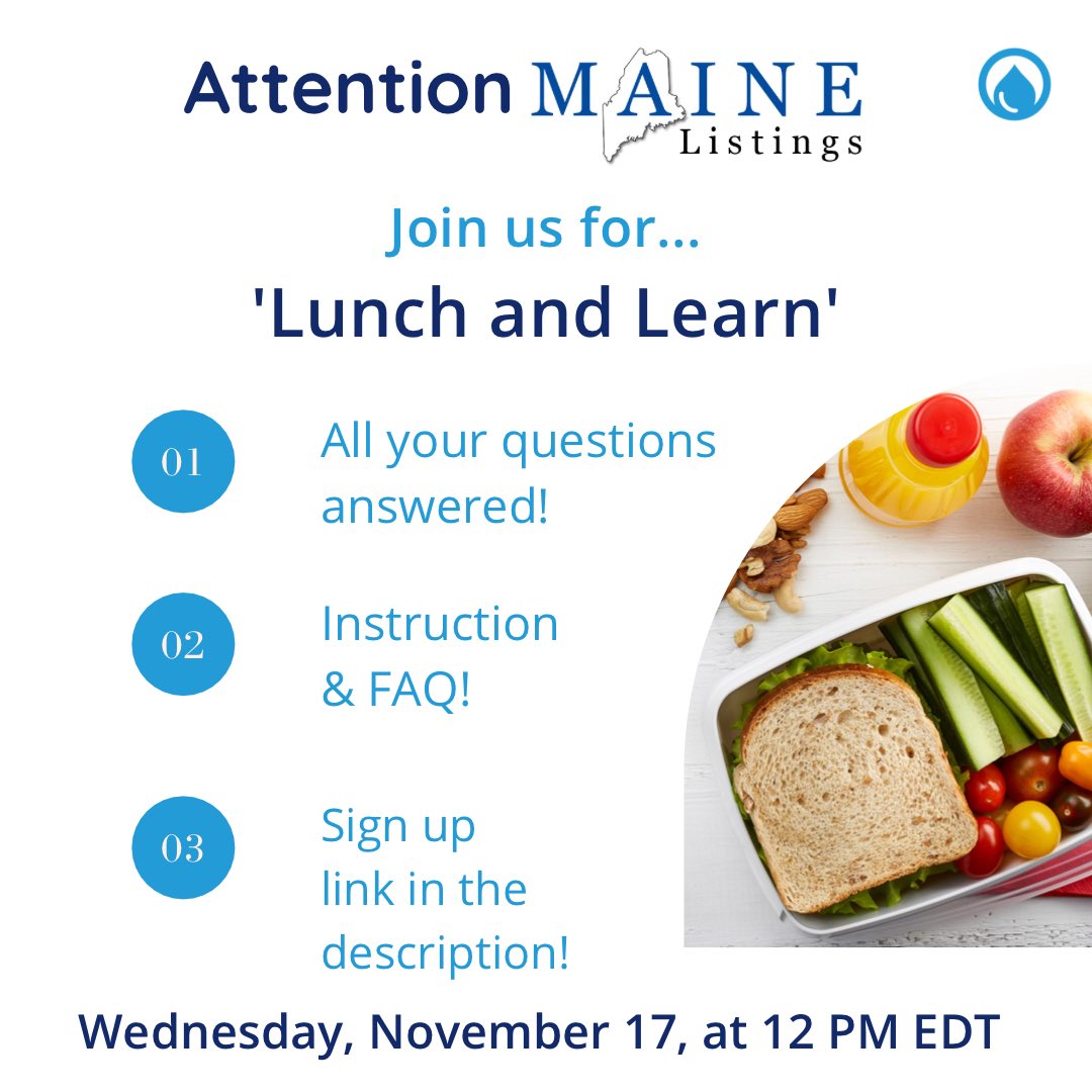 Hey <a href="/mainelistings/">Maine Listings</a>!  Join us for ‘Lunch and Learn’! Our next session is Wednesday, November 17, at 12:00 PM EDT. Sign up at [bit.ly/MLCFLunchAndLe…]. Link in the description! 

•
•
•
#CartoFront  #MaineListings #FloodInsurance