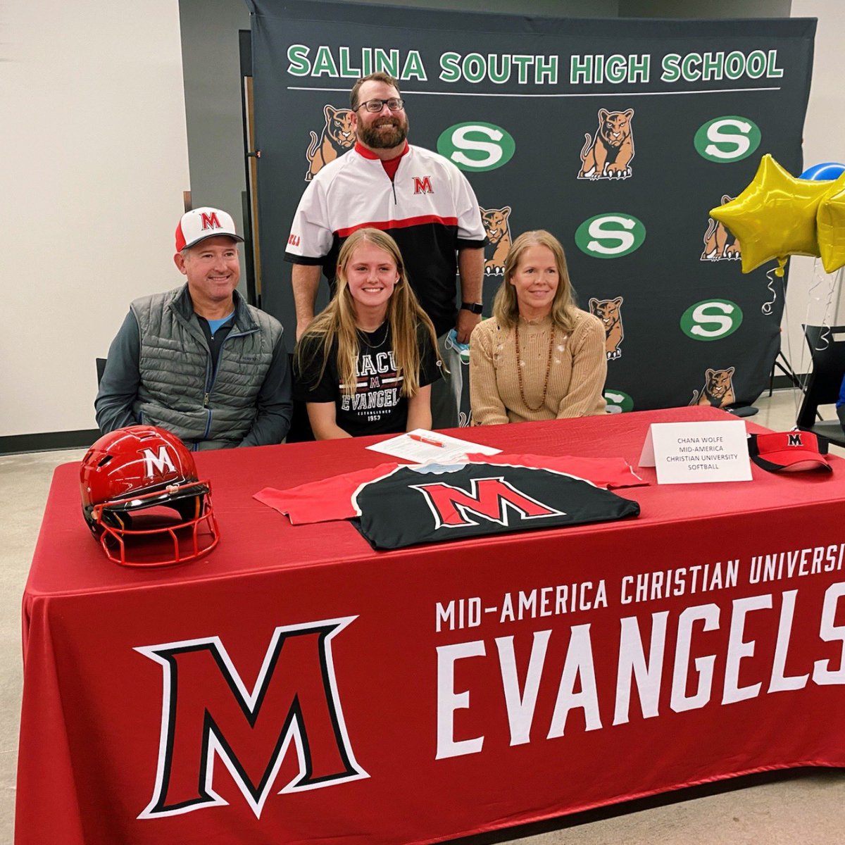 Salina South Softball (@s_h_ssoftball) on Twitter photo Congratulations to our senior, Chana Wolfe, on signing with Mid-America Christian University in Oklahoma City. We are so proud of you Chana and excited to see what you are going to accomplish! <a href="/ChanaWolfe10/">Chana Wolfe</a> Congratulations to our senior, Chana Wolfe, on signing with Mid-America Christian University in Oklahoma City. We are so proud of you Chana and excited to see what you are going to accomplish! <a href="/ChanaWolfe10/">Chana Wolfe</a>
