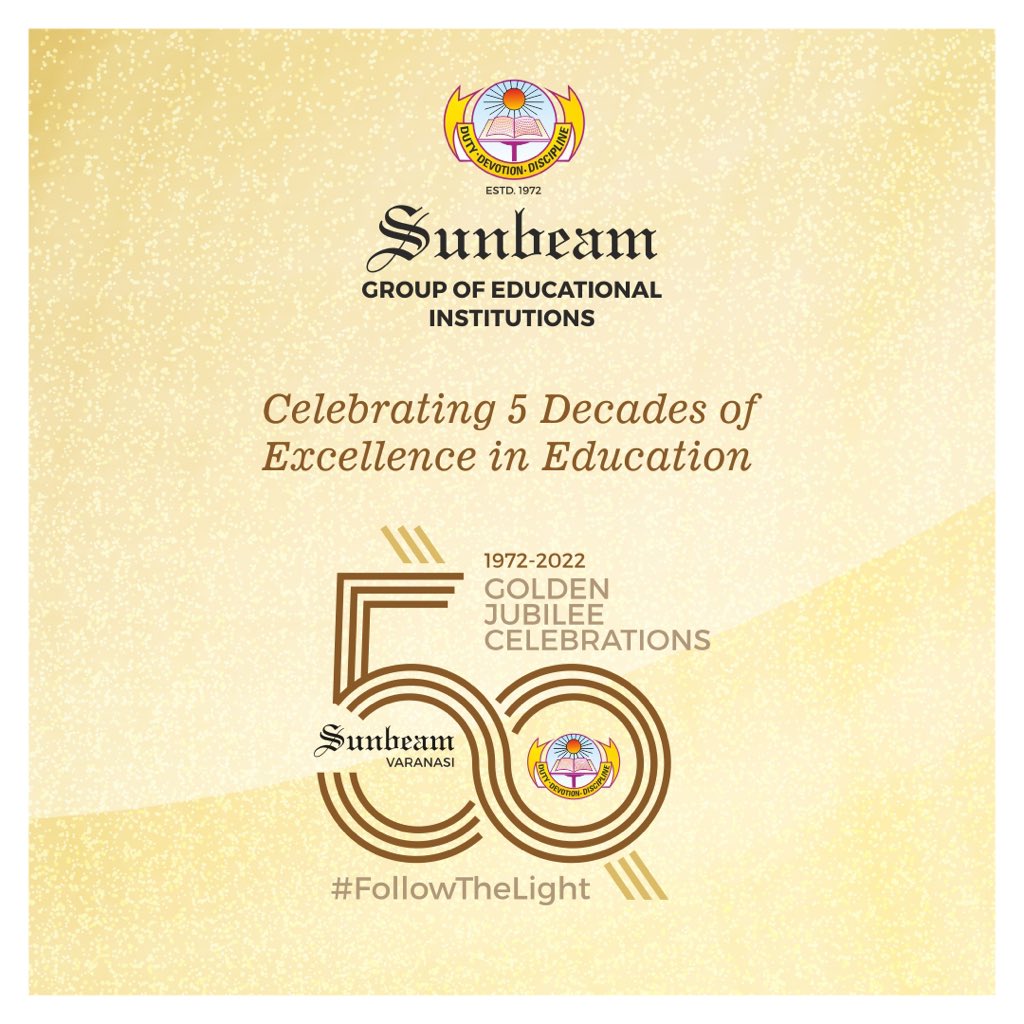 burman_amrita's tweet photo. *50 YEARS OF SUNBEAM GROUP OF EDUCATIONAL INSTITUTIONS..*
This is a Mega Milestone and you've been a part of this journey..
*Celebrate with us, 5 decades of Excellence in Education!*
Let's mark the beginning of the celebratory year together!
*#FollowTheLight* https://t.co/MTw5GcziuQ