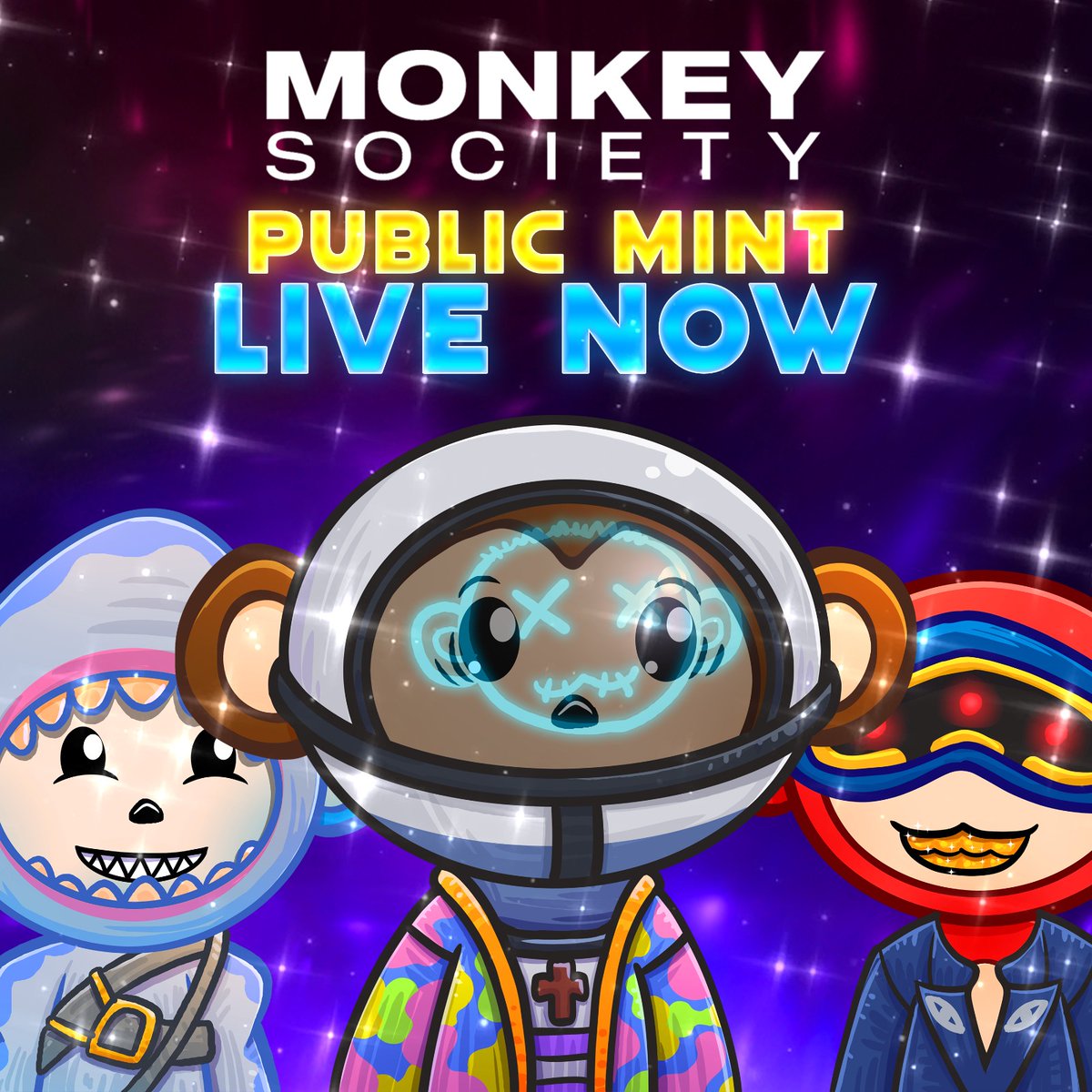 PUBLIC SALE IS LIVE RIGHT NOW! Fire

*OFFICIAL MINT LINK* Heavy check mark
monkeysociety.art/mint/mint.html

LETS MAKE HISTORY MONKEYS! Sparkling heart
