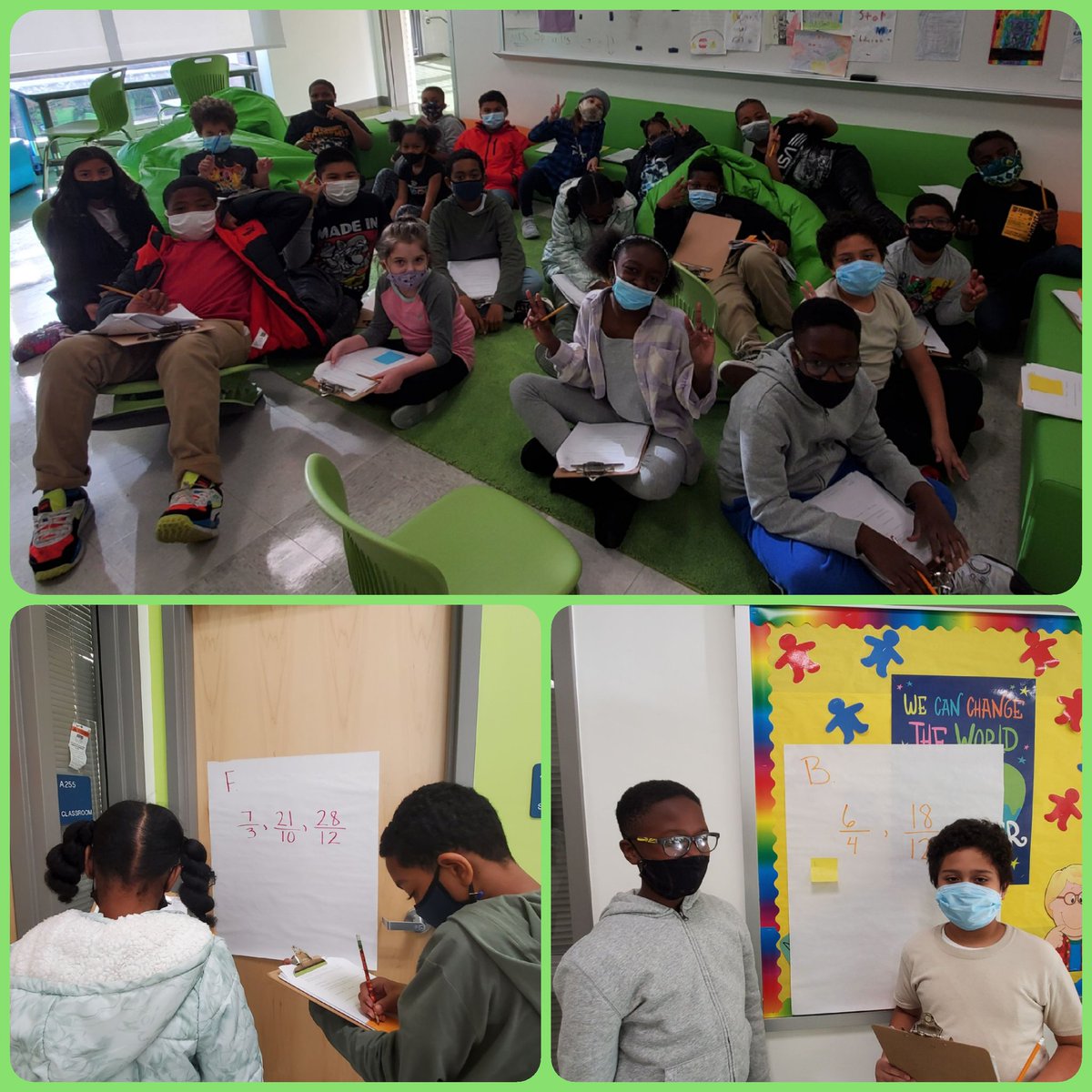 Mrs_DeSantis's tweet photo. π§‘ππ Team DeSantis mathematicians loved working with equivalent fractions in our collaboration space this afternoon. Everyone gave our partner activity two thumbs up!! ππ»ππ»
#BetterTogether #4thGradeRocks #TeamDeSantis4Life #MovingInMath #LearningIsFun #GoBobcatsGo https://t.co/oa8xX7ZBJd