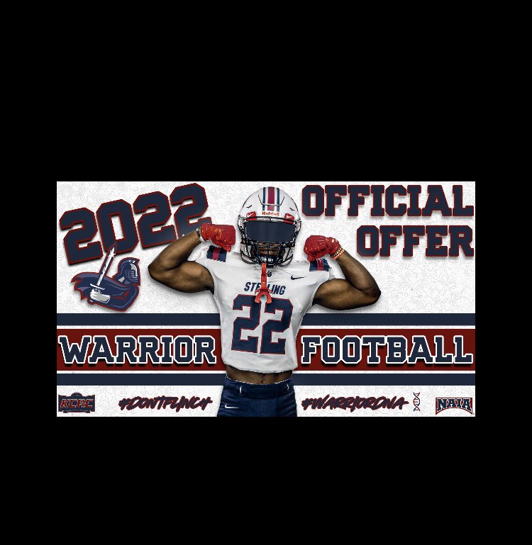 Blessed to say I have received my 4th offer from <a href="/SCWarriorFB/">Sterling College Football</a> <a href="/Coach_Holton28/">Austin Holton</a> !!!!! <a href="/CoachJimmerson/">Antwain Jimmerson</a> <a href="/CoachCJRivera/">Coach C.J. Rivera M. Ed.</a> <a href="/rod_hopes/">Coach Rod Hopes Th.D</a>