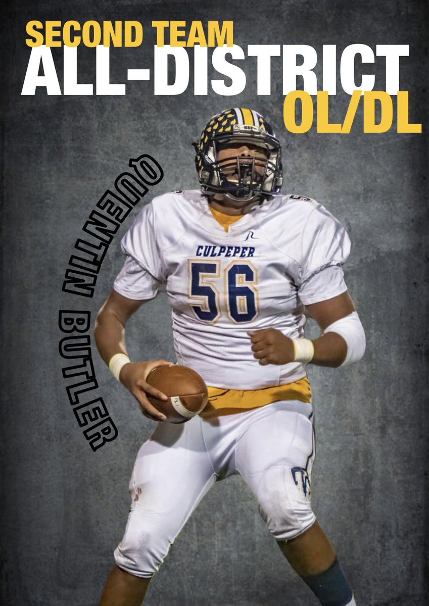 culpeper_fb's tweet image. Congratulations to our All-Battlefield District selections!!! 

JR RB @Chi_Terrell23, First Team

SR OL/DL @QuentinButler17, Second Team

SR OL @Coreyhutchers0n, Second Team

JR DB @DevonPolleri, Honorable Mention