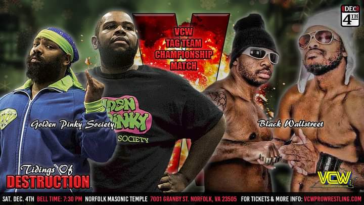 kingbenji_banks's tweet photo. Now that the weddings and cons are out of the way, it's time to set my focus back in the ring! I wasn't there for Griff last time but you better believe I got his back for this! The tag titles are up for grabs and we'll be leaving @OfficialVCW the new tag team champions! https://t.co/yz9a8hgkUb