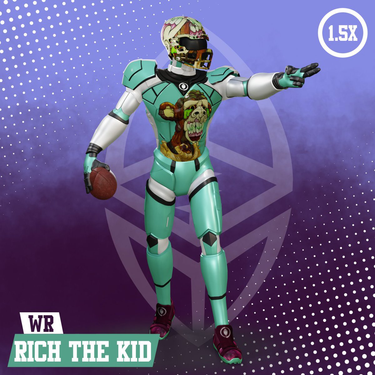 richthekid's tweet photo. Thank you @RSandersDFS for hooking me up with this mutant. His fantasy football project @TheNFTLeague mints Friday for 0.04 ETH, check it out https://t.co/YKGV13yvRu https://t.co/qtVo8FGVOx