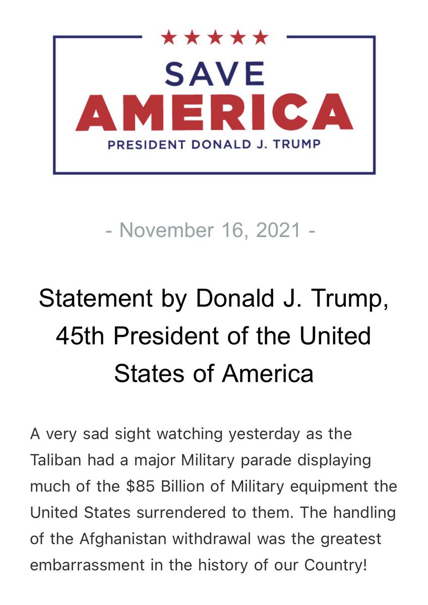 RSBNetwork's tweet photo. Statement by Donald J. Trump, 45th President of the United States of America https://t.co/6U1HIiGhAZ