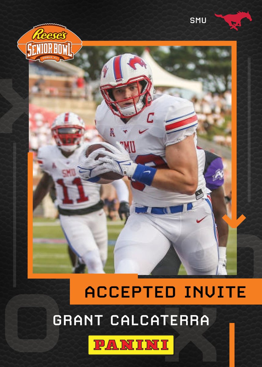 It’s official!!! Welcome TE Grant Calcaterra (@grcalcaterra) from @SMU_Football to the @Reeses Senior Bowl!!! 💪💪💪 #PonyUpDallas #BestOfTheBest #TheDraftStartsInMOBILE™️ @JimNagy_SB @PaniniAmerica #RatedRookie