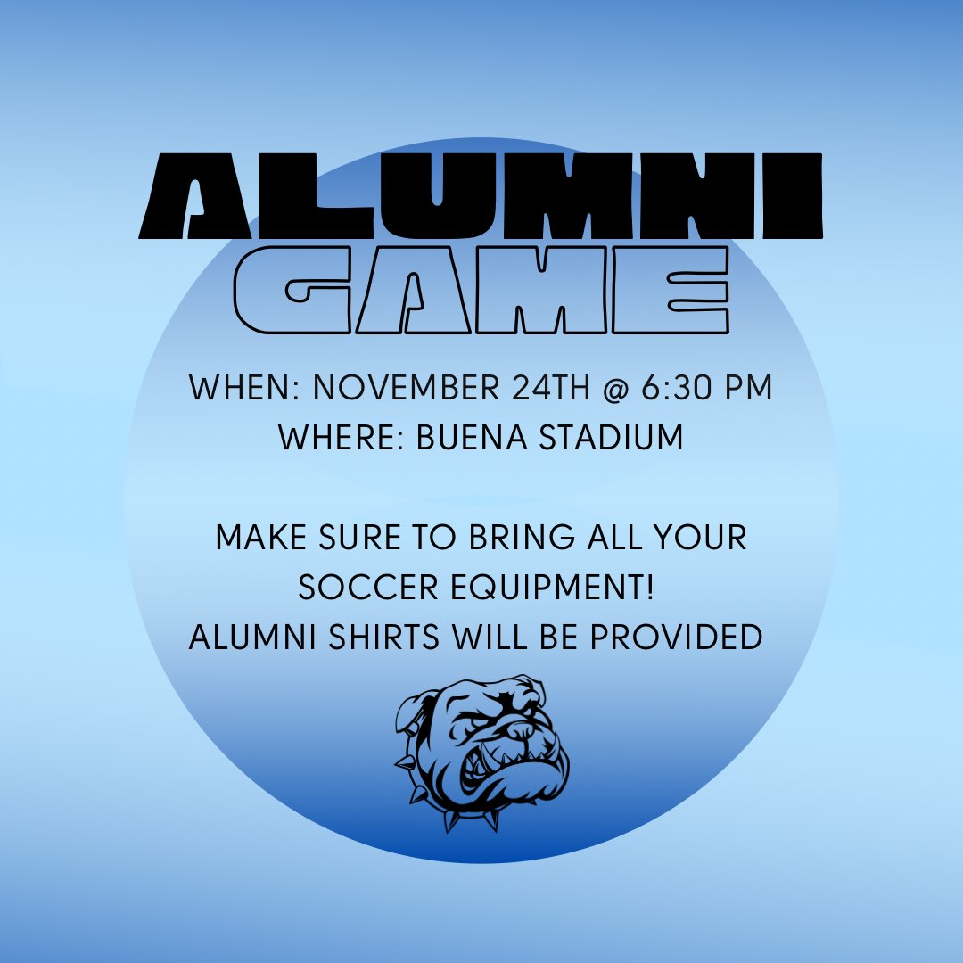 buenagsoccer's tweet photo. Calling all Buena Girls Soccer Alumni! Our Alumni game is coming up on November 24th! Mark your calendars and spread the word. We’ll also be celebrating @TrishButterbau1’s birthday that night 🥳 We hope to see you all there for a fun night back under the Buena lights 🐾 https://t.co/HmW4NgQz08