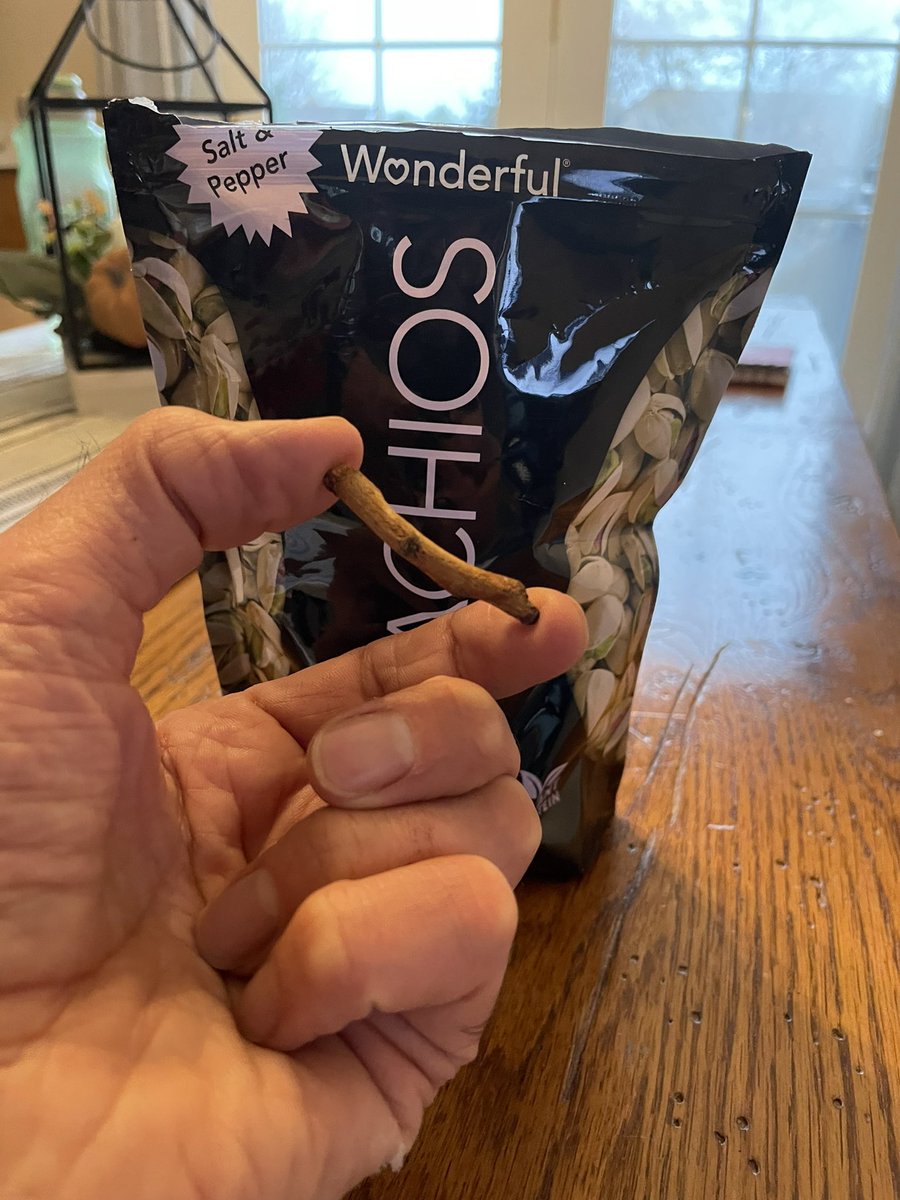 roohere's tweet photo. I’ve had countless bags of  @WonderfulNuts not till today did I have a STICK inside. #NotSupposedToBeThere #Pistachios https://t.co/2fs1sDXsj5