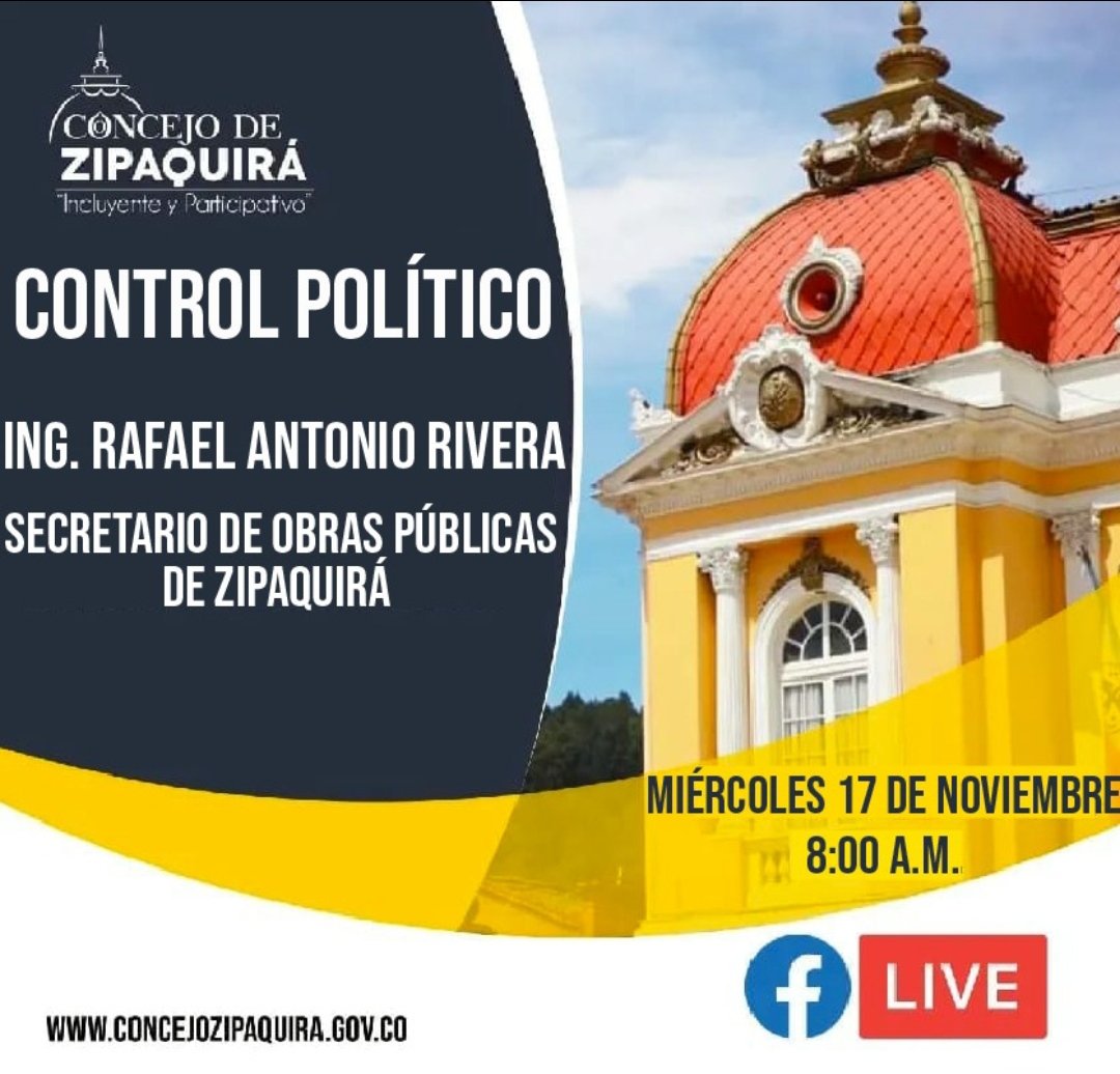 #ControlPolítico🧐 

Los concejales, Ronald Mauricio Ortíz, Edgar Anteno Triana y Felipe Durán Carrón, citan a sesión de #ControlPolítico a la oficina de Obras Públicas del municipio, por las constantes preocupaciones de la comunidad frente al estado vial en #Zipaquirá.