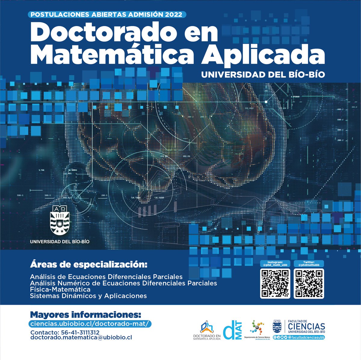 phdmathubb's tweet photo. Invitamos a todos los interesados en nuestro programa a postular a nuestro doctorado hasta el 22 de noviembre. Mas información en https://t.co/wI0cAK1bSe @GIMNAP_UBB @vripubb @ubbchile @DmatUbb https://t.co/J2ms7EH2D1