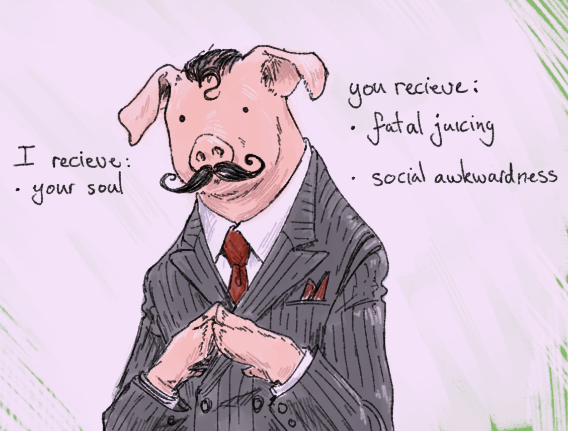 UnnecessaryRed1's tweet photo. Less of a faustian bargain, more of a faustian mugging.

#Hermitcraft #mumbojumbo #fanart https://t.co/zM6iH5hXWu
