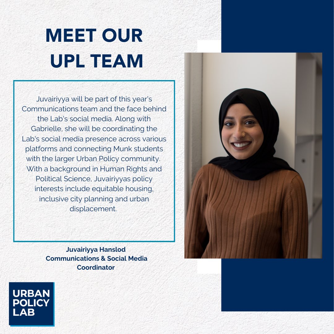 UrbanPolicyLab's tweet photo. Say hi to Juvairiyya, one of this year’s Communications and Social Media Coordinators at the Lab! You can follow UPL on Instagram (same handle as here on Twitter) if you want to personally say hi to Juvie and keep up with the Lab’s events 😊 https://t.co/HVUVnvTZSV